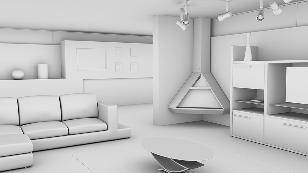 Ambient Occlusion pass of interior room 